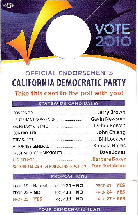 California Democratic Endorsements